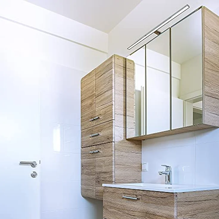 Maxkomfort LED Spiegelleuchte Badezimmer, 30/60cm, schwarz/weiß/chrom/acryl - IP44, LED fest integriert, Neutralweiß, Moderne Badbeleuchtung, Schranklicht, Schminklicht, ohne Schalter – Bild 3
