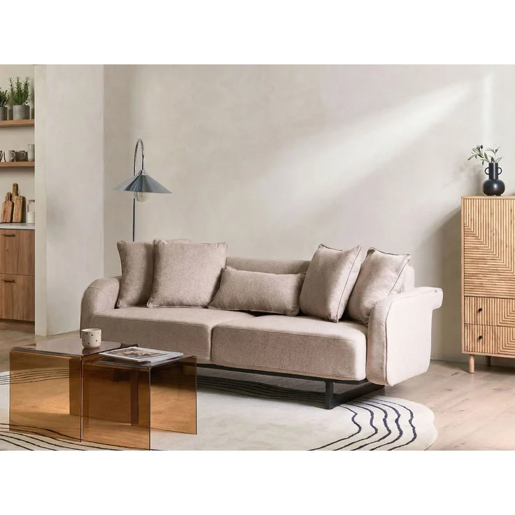 Sofa 3-Sitzer SVANEK Stoff Hellbraun – Bild 3