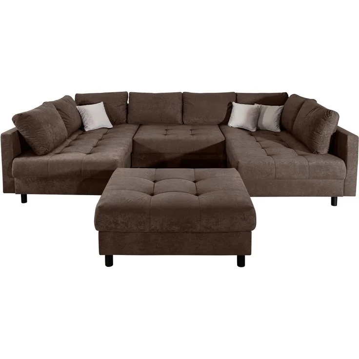 COLLECTION AB Wohnlandschaft Toni U-Form, B: 298 cm, mit Hocker & 3 Zierkissen, Federkern