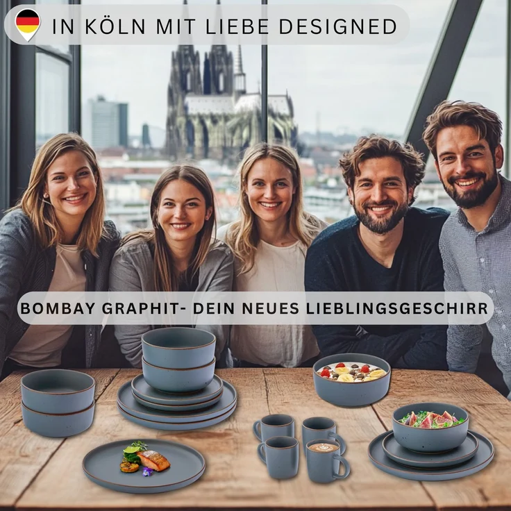 SÄNGER Steingut Schalen Bombay Graphit 4 teilig – Bild 5