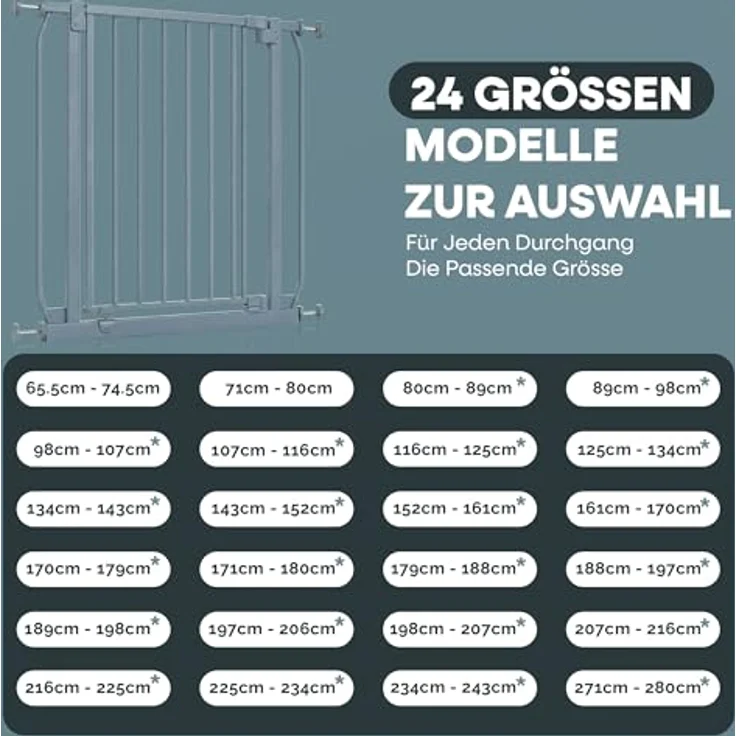 Safetots Elite Sicherheitsschutzgitter, 80cm - 89cm, Mattgrau, Treppenschutzgitter mit Druckmontage, Sicherheitsbarriere, Einfache Installation – Bild 8