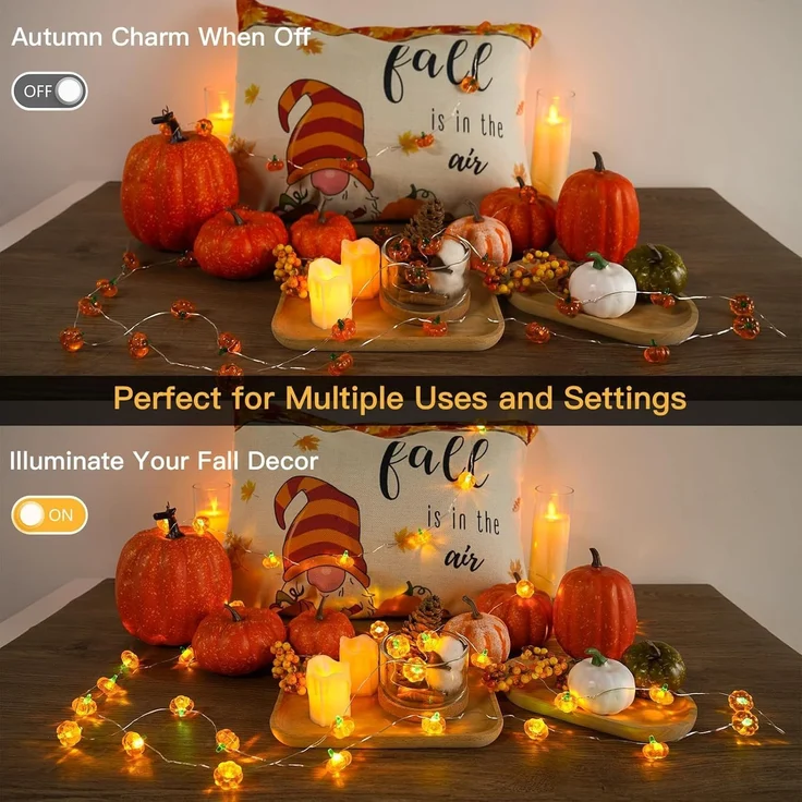 ABC 3D-Kürbis-Lichterkette, 3 m, 30 LED, batteriebetrieben, mit Timer – Bild 4