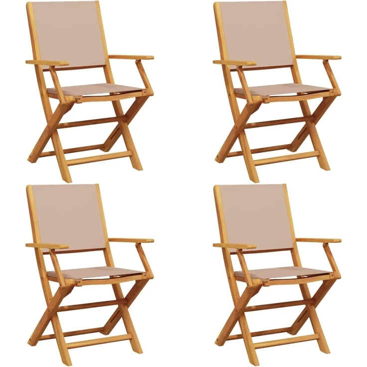 vidaXL Gartenstühle 4 Stk. Klappbar Taupe Stoff und Massivholz 3214580 – Bild 2