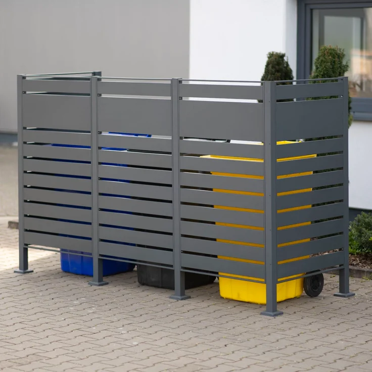 Westmann Mülltonnenverkleidung Planum 3er Box, anthrazit, 80 x 240 x 150 cm (B x T x H) – Bild 1
