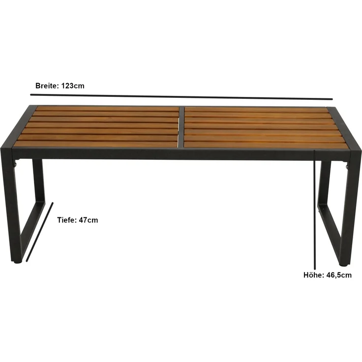 DEGAMO RAGUSA Gartengarnitur, Metall + Akazie, anthrazit/braun, 3-teilig (2x Bank, 1x Tisch 150x80cm) – Bild 3