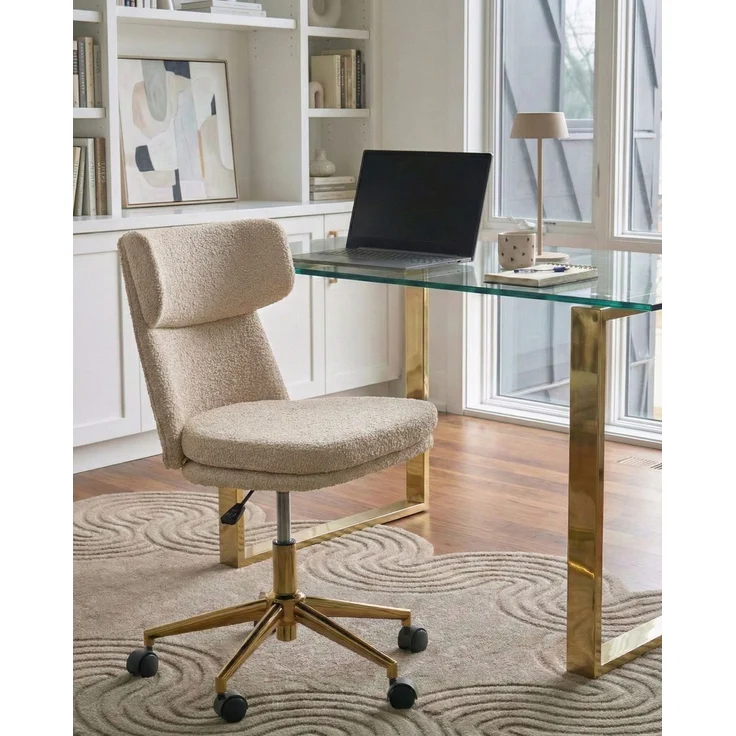 Schreibtischstuhl GRANBY Bouclé Hellbeige – Bild 3