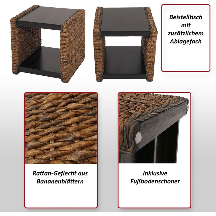 Beistelltisch Nachttisch Sitzhocker Lucca Rattan ~ Bananengeflecht – Bild 2