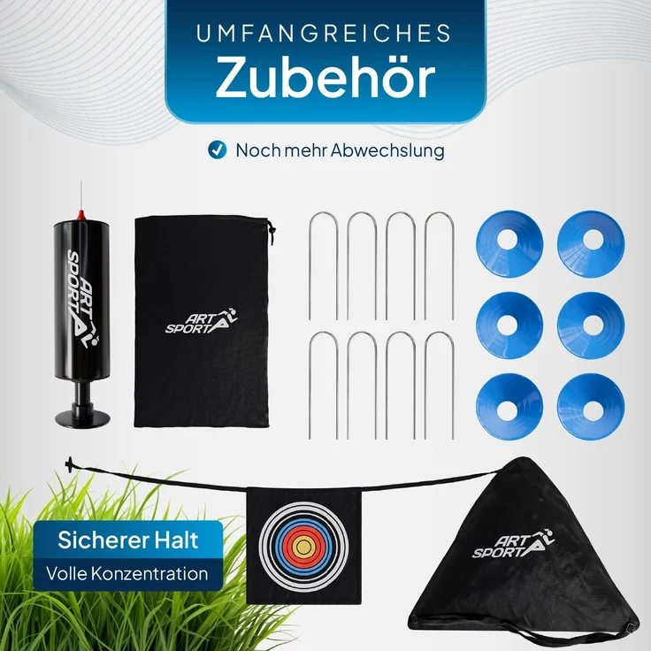 ArtSport 'Goal Master' Pop-Up Fußballtor, 2er Set, mit Zubehör, Fiberglas-Gestell, 120x90 cm, Grau – Bild 5