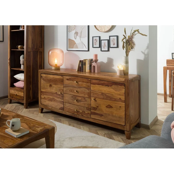 Sideboard Sheesham 175 x 45 x 80 braun lackiert ANCONA #123 – Bild 3