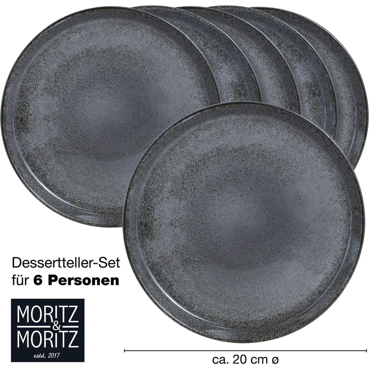Moritz & Moritz VIDA 6tlg Dessertteller Anthrazit – Bild 5