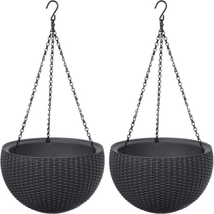 Keter Pflanzkübel 229544 (2 St), Blumentopf mit Hängekette – Bild 3