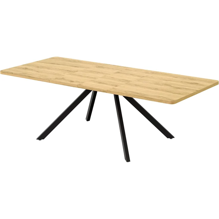 Merax Ausziehbarer Esstisch mit 3 Längen, 160/200/240*90 cm, geeignet für 6-10 Personen, rechte Form, Metallbeine, einfacher Stil, Tisch für Esszimmer, Küche, Eichenfarbe – Bild 9