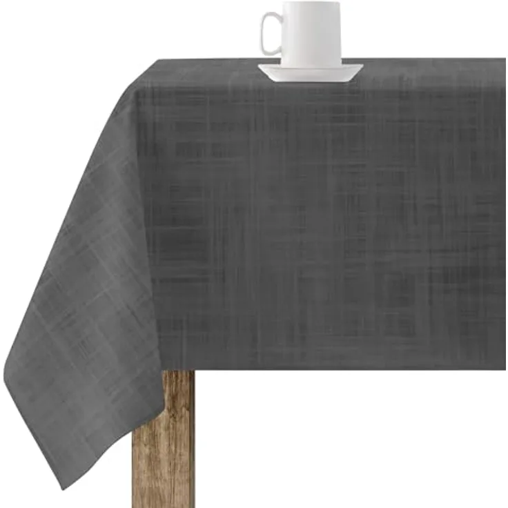 Belum | Tischdecke ohne Wachstuch, Tischdecke, fleckenabweisend, harzbeschichtet, antibakteriell, Tischdecke aus organischem Stoff, Tischdecke aus 100% Bio-Baumwolle (100 x 300, Schwarz)