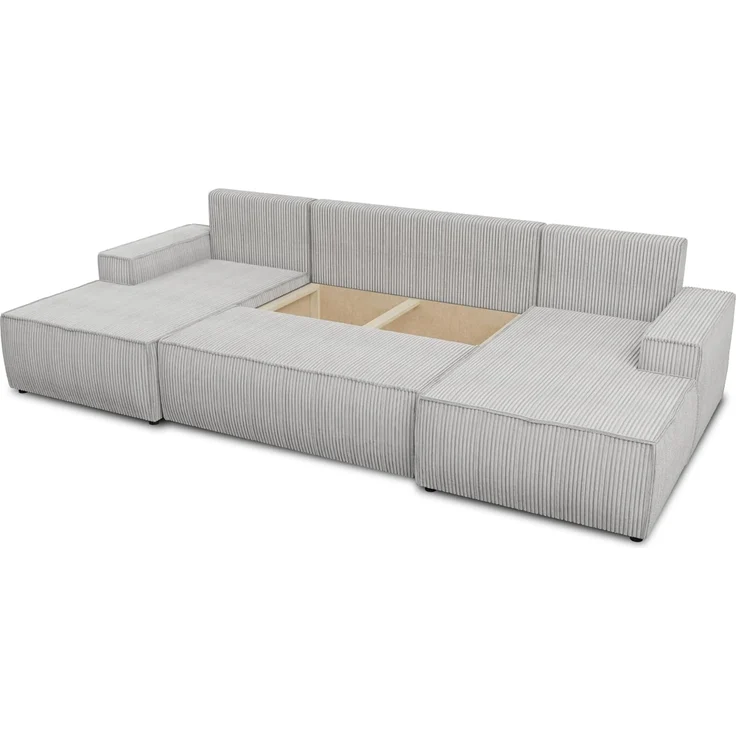 Wohnlandschaft mit Schlaffunktion Totti - U-Form Couch, Schlafsofa mit Bettkasten, Couchgranitur mit Bettfunktion, Big Sofa, Cord Stoff, Wohnzimmer (Grün (Poso 014)) – Bild 5