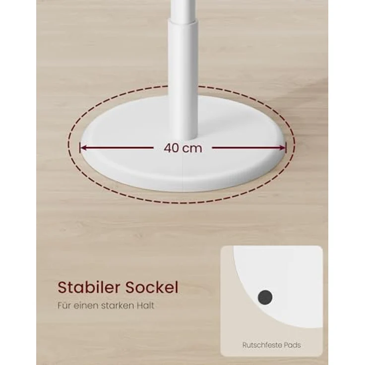 VASAGLE Garderobenständer, Kleiderständer Massivholz, Jackenständer Baumform, 8 Haken für Jacken, Hüte, für Flur, Haken und Haltestange aus Kautschukholz, wolkenweiß RCR009WH01 – Bild 6