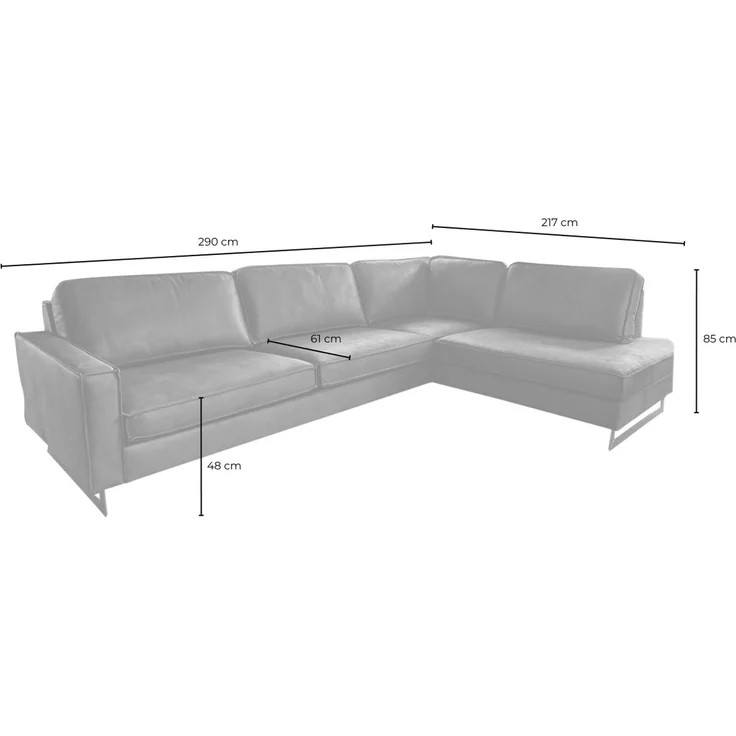 KAWOLA Ecksofa VILNIUS 3-Sitzer mit Recamiere rechts Lederfaserstoff schwarz 85 x 217 x 290 cm – Bild 9