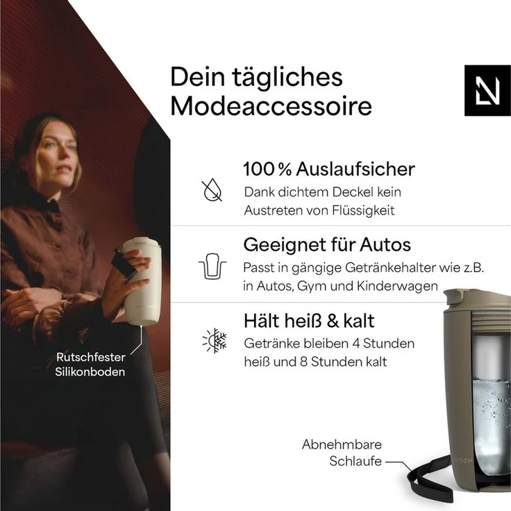 LARS NYSØM Thermobecher Nøgen, 1-tlg, Thermobecher mit Vakuum Isolierung: 4h heiß / 8h kühl – Bild 2