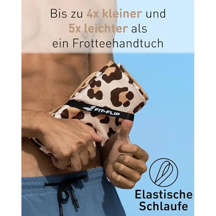 Fit-Flip Strandtuch XXL Mikrofaser - leicht, schnelltrocknend, 100% recyceltes Handtuch, sandfrei, Leo 200x90cm – Bild 5
