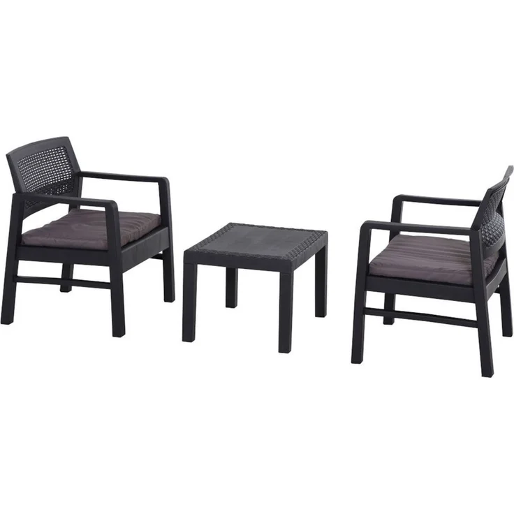 Progarden Balkon Set Kraka 3-tlg anthrazit Sitzgruppe Gartenmöbel Set Essgruppe – Bild 5