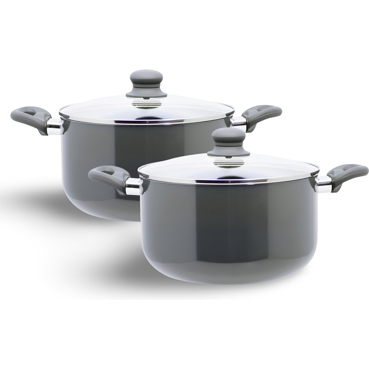 2 Stück Kochtopf "Rom" PFAS-frei 20cm Alu Kochtöpfe Set Töpfe Topf Deckel Topfset 2x