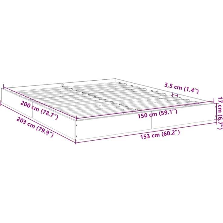 vidaXL Bettgestell Schwarz 150x200 cm Holzwerkstoff 842015 – Bild 2