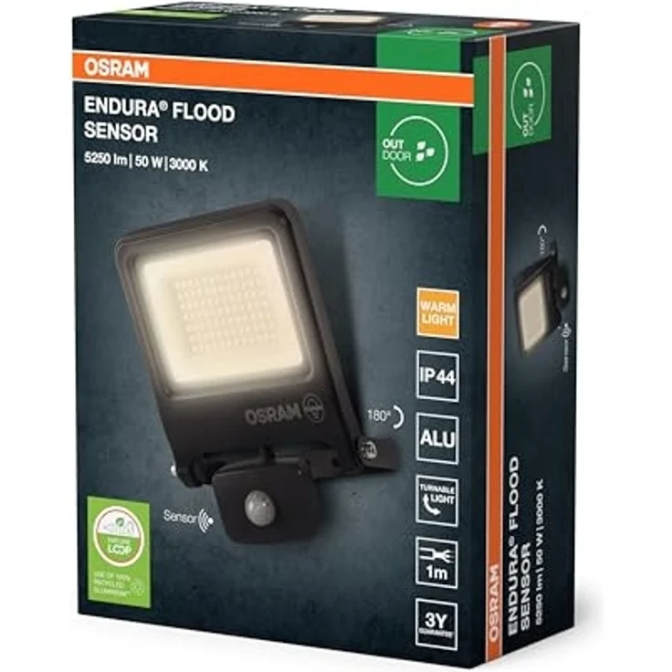 Osram Außenleuchte Endura Flood Bewegungsmelder 50W PCR dunkelgrau warmweiß – Bild 2