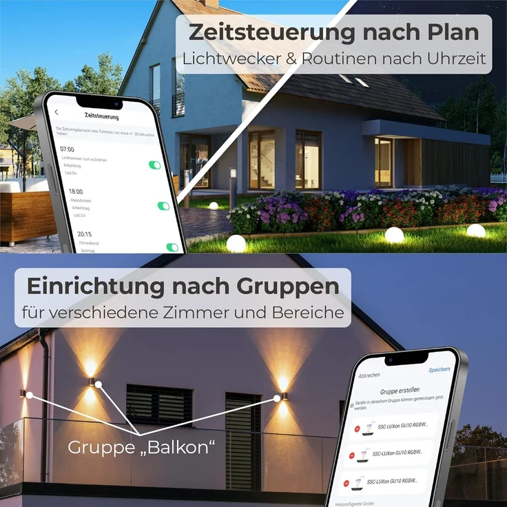 SSC-LUXon LED Außen-Wandleuchte MIENTO Wandlaterne fuer Aussen IP44 mit Smart E27 Filament Birne Alexa, Warmweiß bis Tageslicht – Bild 6