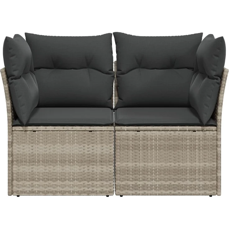 vidaXL Gartensofa mit Kissen 2-Sitzer Hellgrau Poly Rattan 366192 – Bild 3