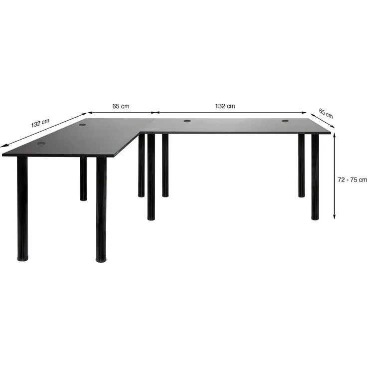 SyberDesk Gaming Pro Eckschreibtisch 197 x 132 cm – großer Computertisch, Eckschreibtisch, Schreibtisch für Büro & Gaming (links, schwarz) – Bild 3