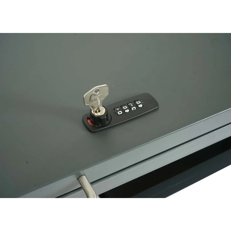 1er Mülltonnenverkleidung HWC-J82, Mülltonnenbox, erweiterbar, Metall 32kg, anthrazit ~ Kirsche-Holzoptik dunkelbraun – Bild 8
