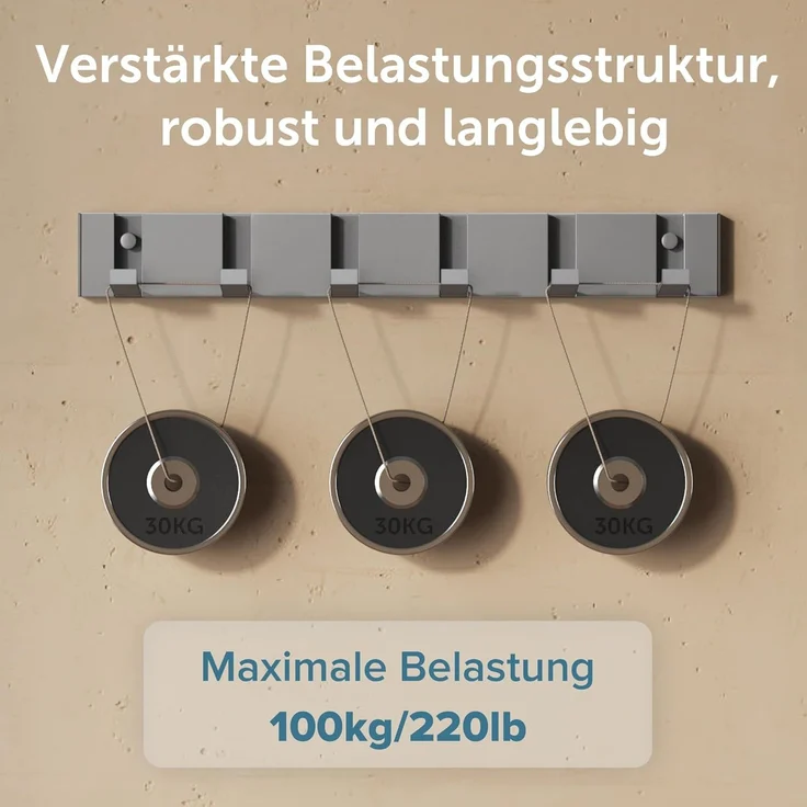 doporro Wandgarderobe Garderobenhaken Wandhaken Garderobenleiste aus Alu mit 4/6 Haken – Bild 3