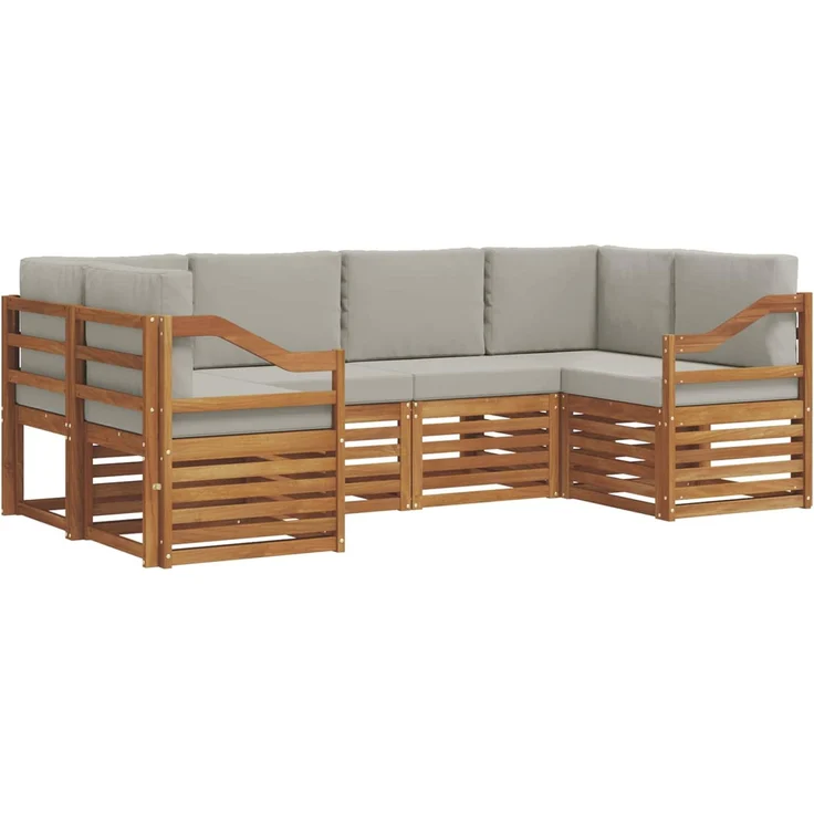 vidaXL Outdoor-Sofagarnitur 6 stk. 6-Sitzer Natur und Hellgrau 3375386 – Bild 2