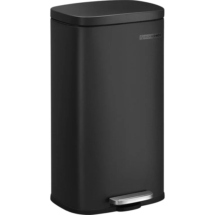 Songmics Mülleimer, geruchsdicht, Edelstahl, 30 Liter, Schwarz – Bild 1