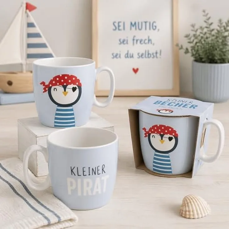 Kindertasse Kinderbecher Tasse Becher Porzellan 150ml la vida Auswahl Motiv Kleiner Pirat 940333