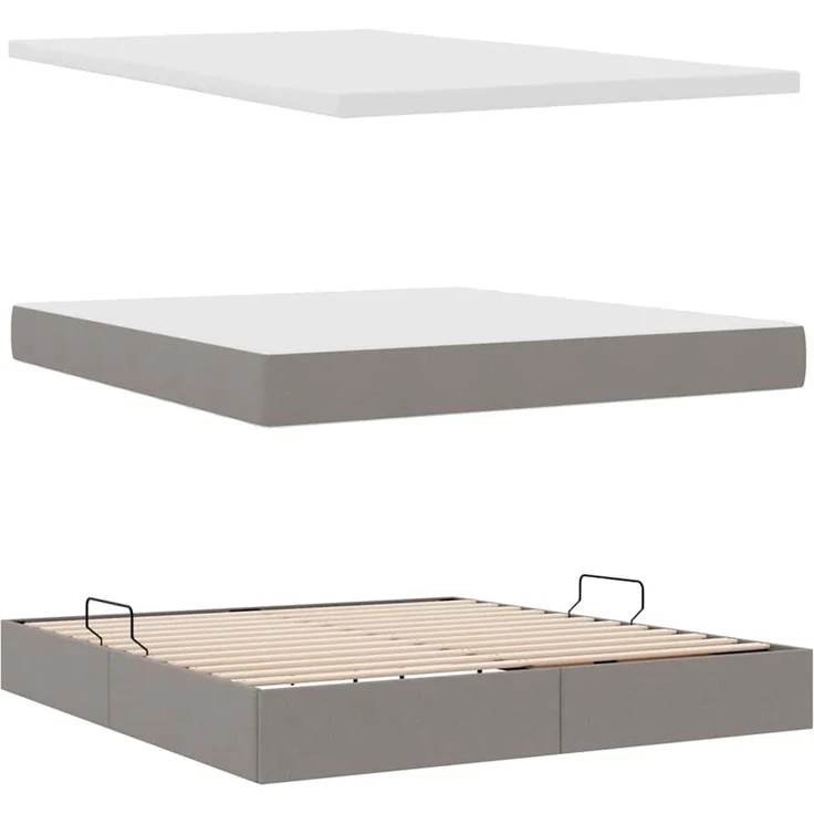 vidaXL LED-Speicherbett mit Matratze Taupe 160 x 200 cm Stoff 3372366 – Bild 9