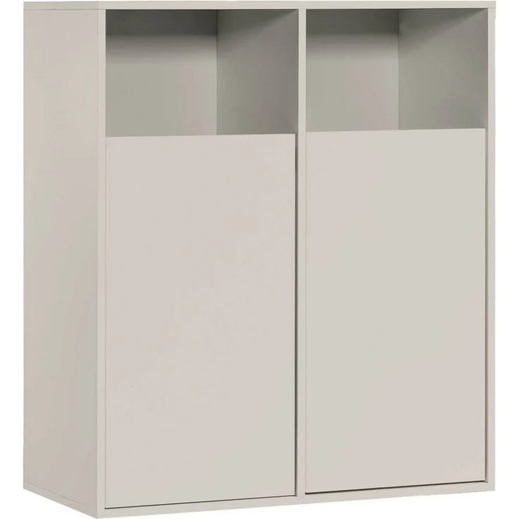 mokebo Wäscheschrank Der Wäschehüter (2-türig) Wäschekorb oder Wäschesammler mit Magnetverschluss in Beige Grau – Bild 5