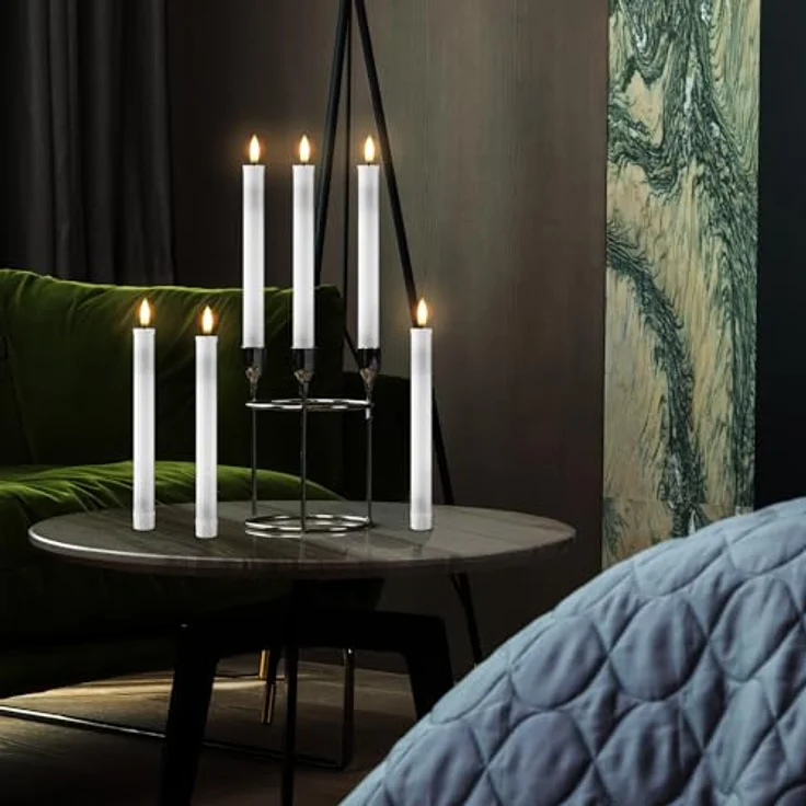 EXTSUD 6er LED Stabkerzen Wiederaufladbare LED Stabkerzen mit Timer und Fernbedienung Weicher Silikon Wachskern, Einzigartiges Tranen-Design LED Kerzen fur Zimmer Hochzeit Esstisch und Gartenparty – Bild 6
