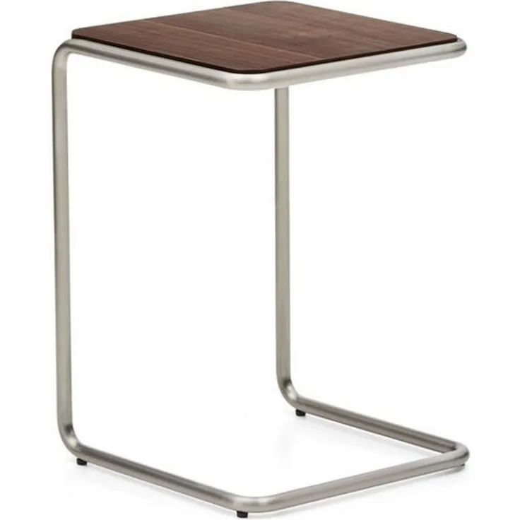 Natur24 Beistelltisch Tarsel Beistelltisch 42 x 42 x 60 cm Eukalyptus Stahl Walnussfurnier