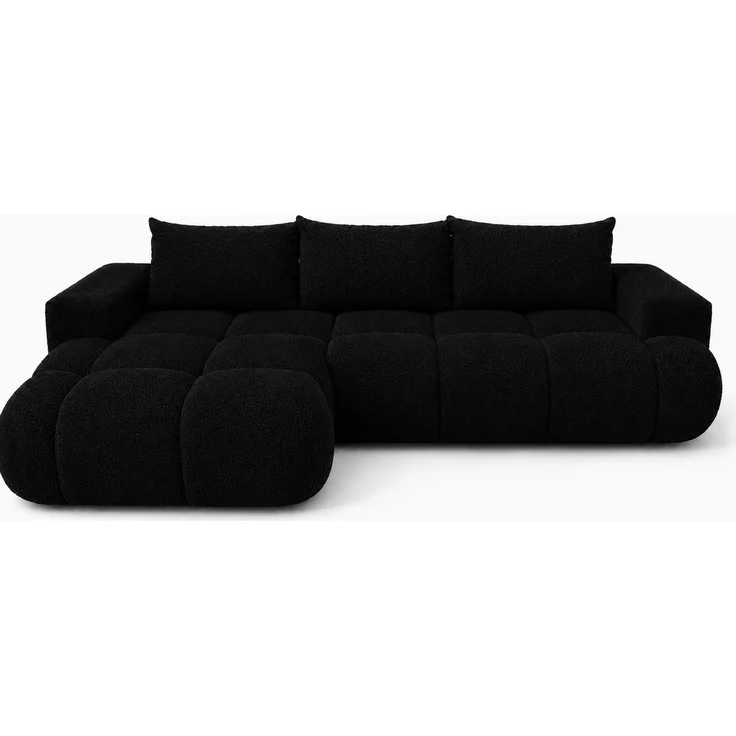 KRISAN MÖBEL Ecksofa BUBBLE in Schwarz mit Schlaffunktion & Ottomane links, modernes Polstersofa, 275 × 73 x 170 cm, Liegefläche 160 × 216 cm – Bild 2