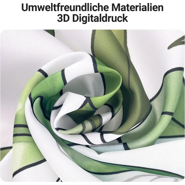 Duschvorhang 280x200cm Grün Blätter Antischimmel Textil Waschbar Polyester Stoff – Bild 3