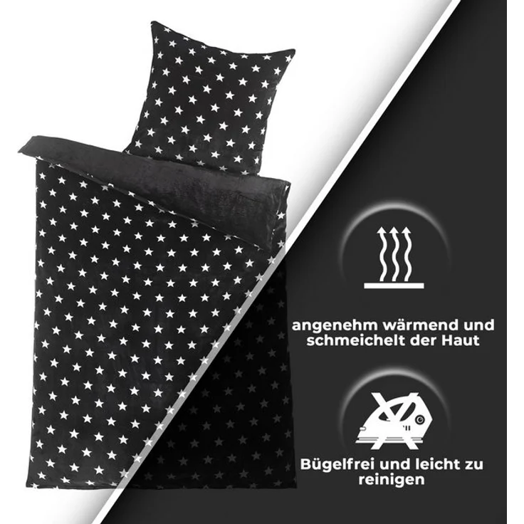 Malika Wendebettwäsche 135x200 + 80x80 cm Cashmere Touch Sterne Bettwäsche, atmungsaktiv, Mikrofaser, 2 teilig, Für Allergiker geeignet, pflegeleicht, angenehm weicher Stoff – Bild 4