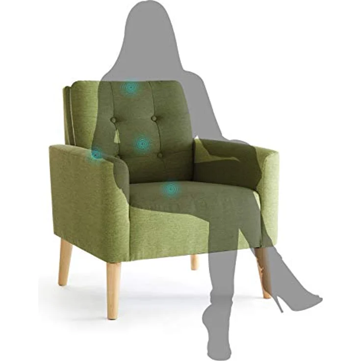Mondeer Sessel, Sessel ​mit Armlehnen Massivholzbeine Modern Einfach für Schlafzimmer Wohnzimmer Balkon Büro, D72 x W72 x H81 cm, Grün – Bild 5