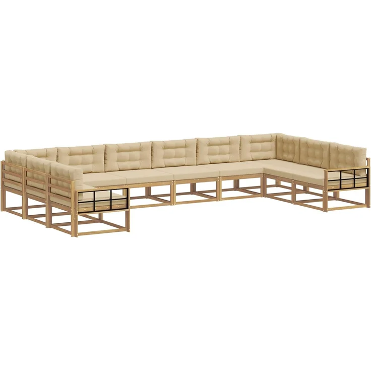 vidaXL Outdoor-Sofagarnitur mit Kissen 10 pcs Weiß und Beige 3387117 – Bild 2