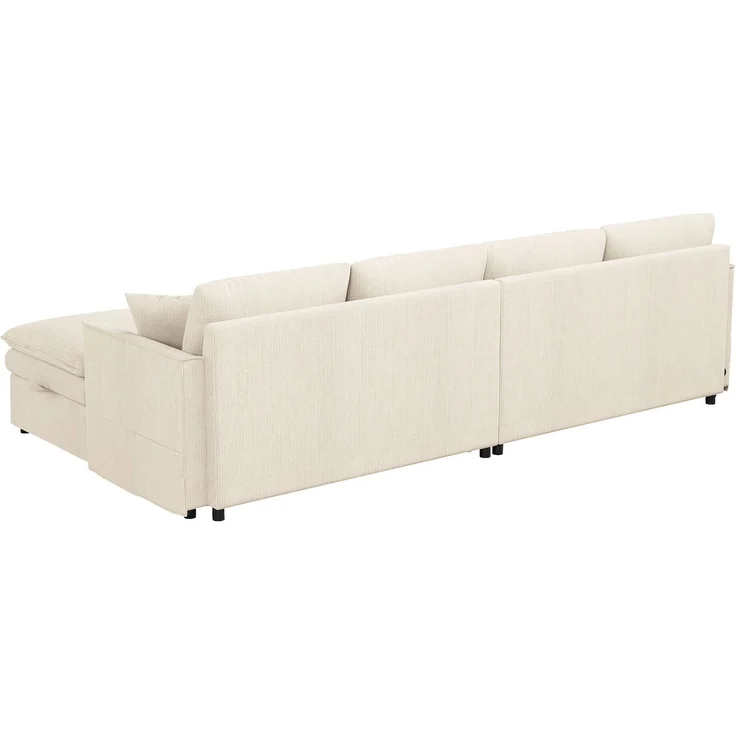 Ecksofa 277x135x80 cm, modulares 6-Sitzer Sofa in Beige mit Stauraumhockern und USB-Anschluss – Bild 8