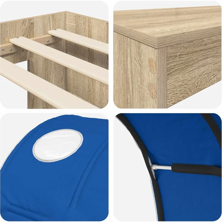 vidaXL Bett mit Tunnel 3 Stk. Artisian Eiche und Blau Holzwerkstoff 3423661 – Bild 9