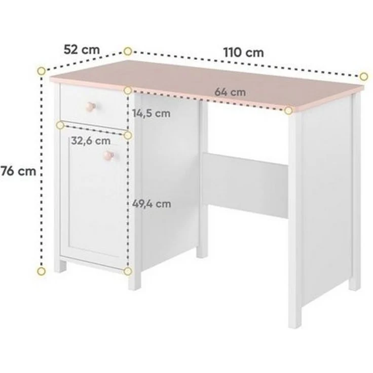 Compleo Kinderschreibtisch LARA mit Aufsatz, Schreibtisch für Mädchen, Weiß + Rosa – Bild 2