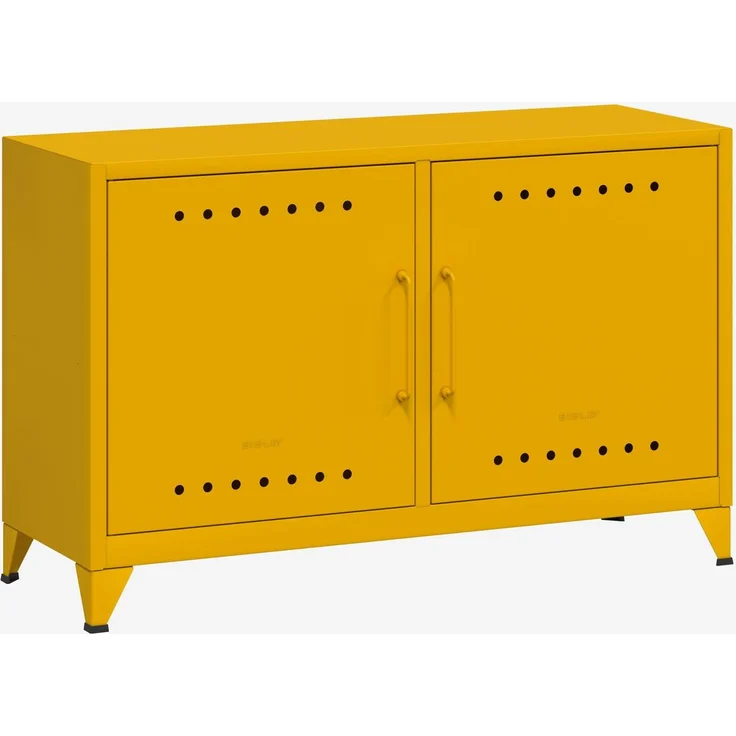 Bisley Fern Cabby Sideboard, mit einem festen Fachboden, Kabeldurchlass in der Rückwand und einem Klett-Kabelhalter, aus hochwertigem, nachhaltigem Stahl hergestellt, 16 mm große Design Lüftungslöcher auf allen Türen, moderner und industrieller Flair, ... – Bild 2