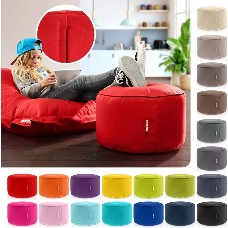 Green Bean® Sitzsack-Hocker 45x25cm mit EPS-Perlen Füllung - Sitz-Pouf für Sitzsäcke - Sitzhocker für Kinder und Erwachsene - Rot – Bild 7