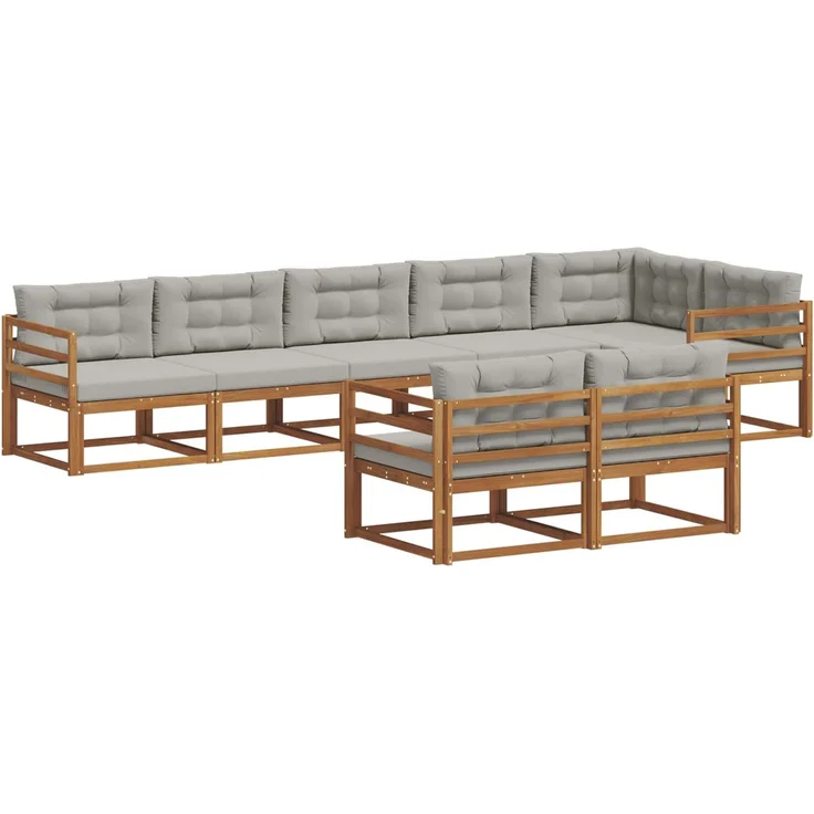 vidaXL Outdoor-Sofagarnitur 8 stk. 8-Sitzer Natur und Hellgrau 3367739 – Bild 2