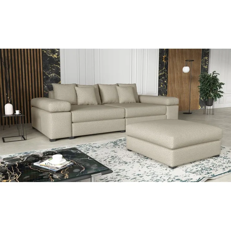 Big Sofa Megasofa Riesensofa AREZZO inkl. Hocker Stoff Now or Never Beige
